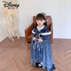 Disney Girls Elsa Princess Dress New Autumn and Winter Velvet Thickened Cute Girl Frozen Performance Dress Set Velvet Skirt + Cape 100 (Suitable for heights of about 90cm)