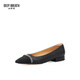 
DEEP BREATH Deep Breath Women's Shoes French Small Square Toe Light Mouth Single Shoes Small Flavor Chain Single Shoes AX11150 Black 36