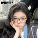 四万公里防蓝光眼镜女士冷茶色素颜眼镜显脸小平光镜配近视眼镜框护目镜