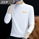 Jeep Spirit Pure Cotton Halbschildkragenpullover Basishemd Herren-Langsalz T-Shirt Middle Color Middle Collar Spring und Herbst Neues Männer T-Shirt Outer Top 6187 Charcoal Grey L [Vorgeschlagen 115-130jin [Jin gleich 0,5 kg]]]