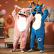 Liu Chaobu children's nightgown winter hooded home clothing club afraid of sand sculptures and flannel autumn killer whale cos clothing funny sleep F45-JS fleece#4839 white and blue shark (thickened and upgraded 80 male L