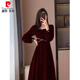 Pierre Cardin French retro gentle style dress spring and autumn new large size slimming temperament engagement dress long skirt shiny black L recommended 110-125 Jin Jin equals 0.5 kg