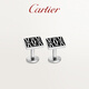 卡地亚（Cartier）店C de 袖扣 纯银镀钯黑漆袖扣 纯银镀钯