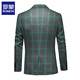 Romon European and American casual blazer men's new large size casual suit suit slim and handsome plaid gray green S