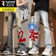 啄木鸟复古蓝高腰牛仔裤男款秋冬新款美式高街vibe裤子高个子直筒微喇裤 【单件装】653复古 XL 建议【130-145斤】