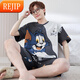 Les adolescents de dessins animés minces de pyjamas pour hommes à manches courts et à manches courtes peuvent porter un costume de vêtements pour la taille de plus de taille plus 6621 4xl 200-230jin [Jin est égal à 0,5 kg]