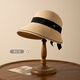 Siggi linen straw hat women spring and summer French retro fisherman fashion casual seaside vacation flat brim foldable sun hat