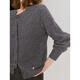 ELLE 100% sheep wool simple temperament wool sweater for women 2025 autumn new round neck sweater cardigan dark gray M