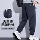 Trueves wardrobe men's spring loose trousers 2025 new workwear harem pants trendy casual pants men's black XL