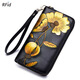 Yunfan (Yunfan) Portefeuille Long Women's Long Real Cuir Cuir Zipper portefeuille RFID Fashion Personnalité Cow Cuir Cutch 22780 Bauhinia - Purple