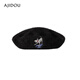 AJIDOU Ajidou beret women's simple, fashionable and versatile cooling plus velvet warm counter same style hat black one size
