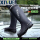 Boots de pluie Chaussures étanches légères masculines Anti-slip Bottes de pluie Chaussures de chef Chaussures en caoutchouc 3313 Boucle de tube haut 42