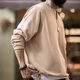 Madden Workwear American Retro Waffle Knit Henley Shirt Men's Autumn Loose Raglan Half Placket Pullover Long Sleeve T-shirt Milk Brown L
