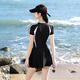 梵迪拉（F.DYRAA）游泳衣女款成人游泳馆显瘦温泉连衣裙式泳装三件套15051黑色 L