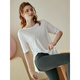 Jia Miao loose quick-drying sports t-shirt yoga wear women's summer short-sleeved Pilates training fitness tops large size blouse white S