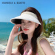 CHANEELR & KARITH草帽女防晒帽夏遮脸发箍空顶帽草编户外太阳帽小众礼物送女友老婆 卡其