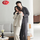LangSha couple's pajamas for one man and one woman, autumn type A baby cotton, casual soft 100% woven cotton home wear, spring style 6130+5130 M female + L male