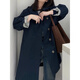 
Yuebanqing (YUEBANQING) retro navy blue hooded work clothes trench coat for women in spring and autumn medium-length versatile loose coat coat Navy blue [Suggested weight 100-120 Jin [Jin equals 0.5 kg]] L