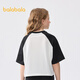 Balabala children's clothing children's short-sleeved girls summer T-shirt big children's quick-drying printed top contrasting color sweet cool cute black 90001 165