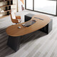 FEILUOKE solid wood modern simple cashew nut-shaped computer office boss manager desk and chair combination new creative design desk 2.0m big leaf pine desktop + Xipi office chair