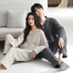 LangSha couple's pajamas for one man and one woman, autumn type A baby cotton, casual soft 100% woven cotton home wear, spring style 6130+5130 M female + L male