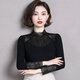 2025年新款春装长袖蕾丝打底衫莫代尔女气质内搭上衣显瘦洋气小衫 7027黑 波点多边形领长袖 均码 （90斤-130斤）