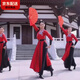 CARLOS KAYLA Snow Dragon Song Classical Dance Performance Costume Tai Chi Sword Practice Suit Drum Suit Men's and Women's Martial Arts Style Hanfu Women Separate Outerwear + Hairband + Wrist + Waistband XXS
