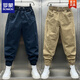 Romon (Romon) Pantalones de trabajo para hombres 2025 Autumno Nuevo color sólido Versión coreana Corea suelta Pantalones Harem Hen Men's Internet Celebridades de atado Pantalones Khaki 2xl