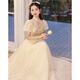 Zhufan High School Generation Dress Women's Abschlussfeier Sense Champagnerfarbe Abendkleid Frauen 2025 Neue High-End-Nischen-Champagnerfarbe (0298) m