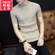 智兜兜品牌男装春秋款短袖t恤毛衣男圆领半袖针织色修身毛衫针织衫 9902米色 M  165