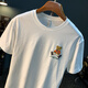 Qianji (QIANJI) 2025 new summer short-sleeved T-shirt for men's trendy brand loose internet celebrity bear same printed casual half-sleeved T-shirt for men white [JSW9922] L suitable for 109-123Jin [Jin equals 0.5 kg] wear