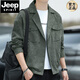 JEEP SPIRIT denim suit jacket men's spring and autumn 2025 new autumn casual work jacket suit autumn top men's black L