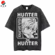 爵思朗动漫全职猎人hunter x hunter复古做旧夏季棉水洗短袖t恤男女 水洗黑B1278 S