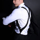 Clcey British Retro Holster Strap Clip Gentleman pantalones Start Cinturón Side Clip Clip de Hombres Starts Back Strap Black