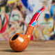 沙芬（SAVINELLI）进口手工烟斗石楠木P466面具673彩烟嘴老式6mm过滤芯烟斗男士礼品 【面具670型 经典大号弯斗】