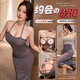Feimu sexy underwear 2025 new sexy uniform wife yue zhan robe pajama passion seduction suit 6624 gentle wife gray suspender robe, average size recommended weight 80-120 Jin [Jin equals 0.5 kg]