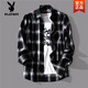 Playboy (Playboy) Schwarz-Weiß-Plaid-Shirt Männer koreanischer Stil Trend Frühling und Herbsthemd Lose Trendy Brand Casual Longleved Top Jacket Männer Sommer 6908 Red High Quality XL