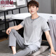 Yu zhaolin pyjamas masculin coton pur coton pantalon à manches courtes adolescents masculins minces de vêtements de maison d'été pour hommes à la maison 9921 l (170 tailles) recommandés de porter du poids 120-140