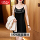 Langsha Sexy et confortable Pajama de soie haut de gamme Fête des mères d'âge moyen d'été pour femmes. Silk Mulberry Silk Suspender Chightgowgowngown 6625 Champagne Couleur douce et délicate pour la peau L 100-110Jin [Jin est égal à 0,5 kg]