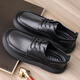 Classic Car Herren echtes Leder Casual Leder Schuhe Frühling und Herbst Cowhide Weiches Sohle Weitfußbrett Schwarz 15051 Echtes Leder Viersaison Schuhe 39