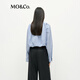 MO&Co. Shirt Spring Break Two-piece Spliced Lace Vest Short Striped Nautical Series MBE1SHTT11 Blue and White Striped Color M 165