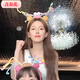 Containing spring flowers, Zhao Lusi's same style hairband for women, personalized and creative funny hair accessory, little monster plush, super cute and cute face wash headband, 1 black non-funny hairband.
