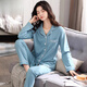 Catman (Miiow) Pyjamas en coton pur pour femmes Spring et automne à manches longues Version coréenne simple style couleur unie mince pour usure d'extérieur.