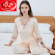 Langsha Pyjamas für Frauen im Sommer langärmelige Hosen zweiteilige Heimkleidung sexy Satin Seiden emuliert Seiden Frauen süßer Anzug Langsalz 9856 hellrosa Anzug M [80-100jin [Jin entspricht 0,5 kg]]