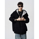 Heavy zipper cardigan sweatshirt for men and women in autumn American loose couple hoodie vibe high street casual hooded jacket gray 400g contrasting color single-sided cardigan sweatshirt 2XL recommended 145-165Jin Jin equals 0.5 kg