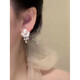 KZD999 sterling silver gentle rich girl pearl tassel earrings women light luxury temperament 2025 new pure silver earrings pearl tassel zircon earrings Lao Fengxiang