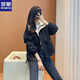 ROMON 2025 new style windbreaker jacket for women, spring and autumn style, hooded, casual, versatile, small, short, sports black, black (2321 without/velvet) M 110Jin Jin is equal to 0.5 kg within