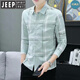 
JEEP SPIRIT long-sleeved shirt for men thin slim 2025 autumn new Korean style business casual handsome young plaid shirt 9913 gray M 90-108Jin[Jin equals 0.5 kg]