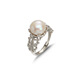 Fujiujinzhengyuan natural freshwater pearl 925 silver ring women's niche light luxury high-end adjustable open index finger ring silver (s925 silver + freshwater pearl 9-10mm)