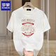 Romon Trendy Marke Heavy Pure Pure Cotton Kurzärmelte T-Shirt für Männer im Sommer Retro Motorraddrucker Schulter Rundem Hals halbärmelig T-Shirt für Männer 683 Black S (Empfohlen 80-100jin [Jin gleich 0,5 kg]))